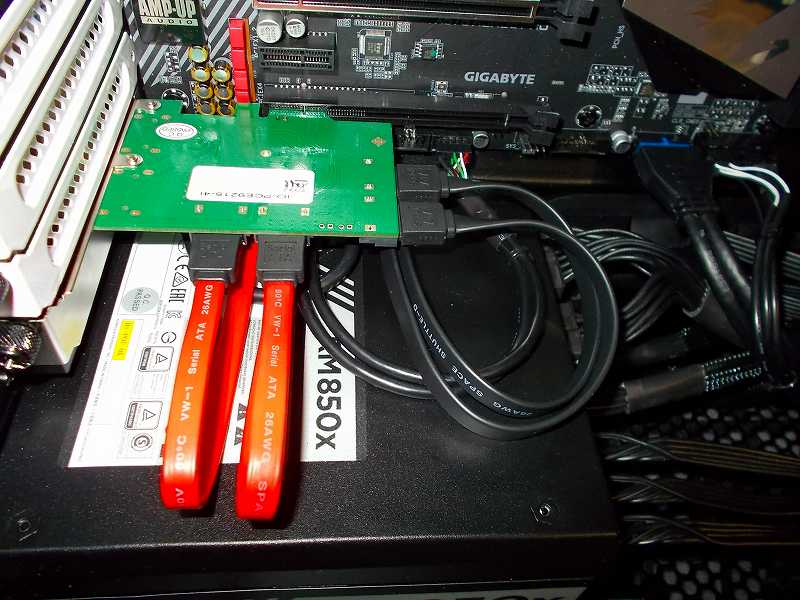 第 3 世代 Ryzen CPU（Zen 2） 自作 PC 組立、PC ケース Fractal Design Define R5 組み込み・セットアップ作業、SATA カード I/O Crest PCIe SATA カード 接続、オウルテック SATA ケーブル OWL-CBSATA-SLT100 シリーズ 裏配線接続