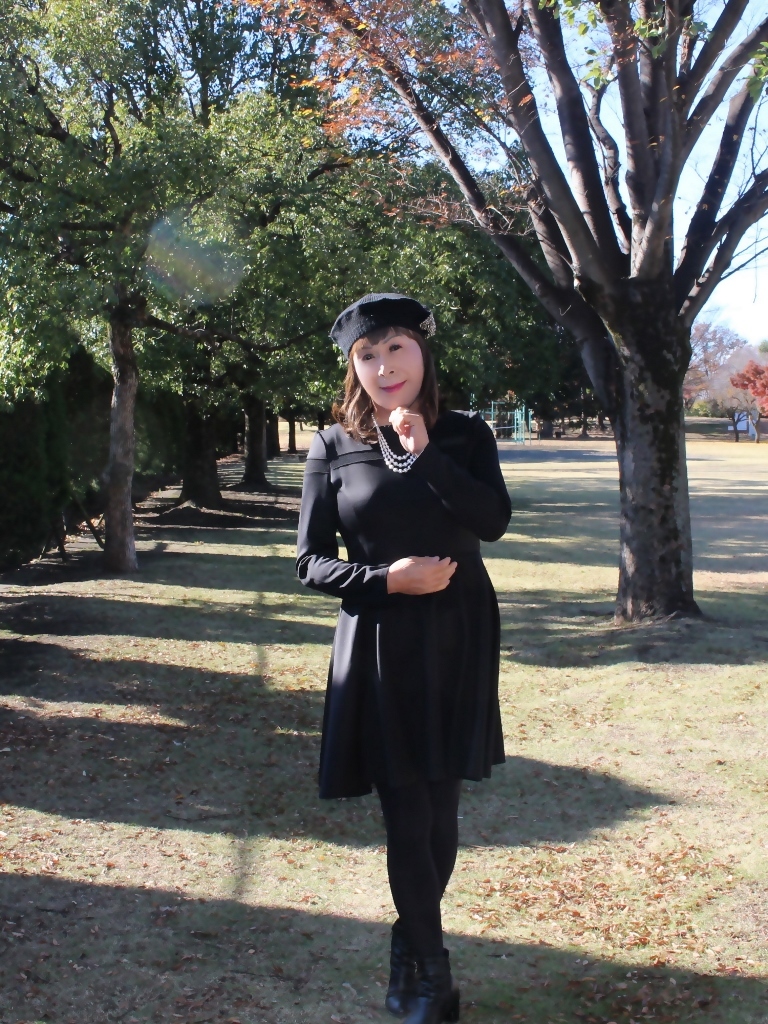 黒ショートドレス黒ベレー帽B(7)