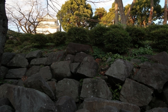 小田原城　地震で滑り落ちた石垣