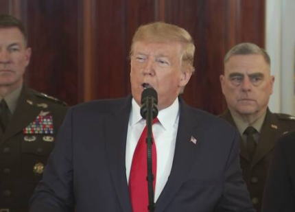 トランプ大統領、米国民向けに演説、イランとの全面衝突回避へ … 「イランによる報復攻撃で米軍兵士らに死傷者は居なかった。事態のエスカレートは避けたい」と更なる反撃を否定
