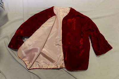 SAMANTHA’S VINTAGE 1930's ～ 1950's 50s 赤 ベルベット ボレロ 襟なし ジャケット ヴィンテージ 結婚式