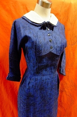 SAMANTHA’S VINTAGE 1930's ～ 1950's ～～SOLDOUT～～～40s 50s アトミック柄 襟が二枚 ツー